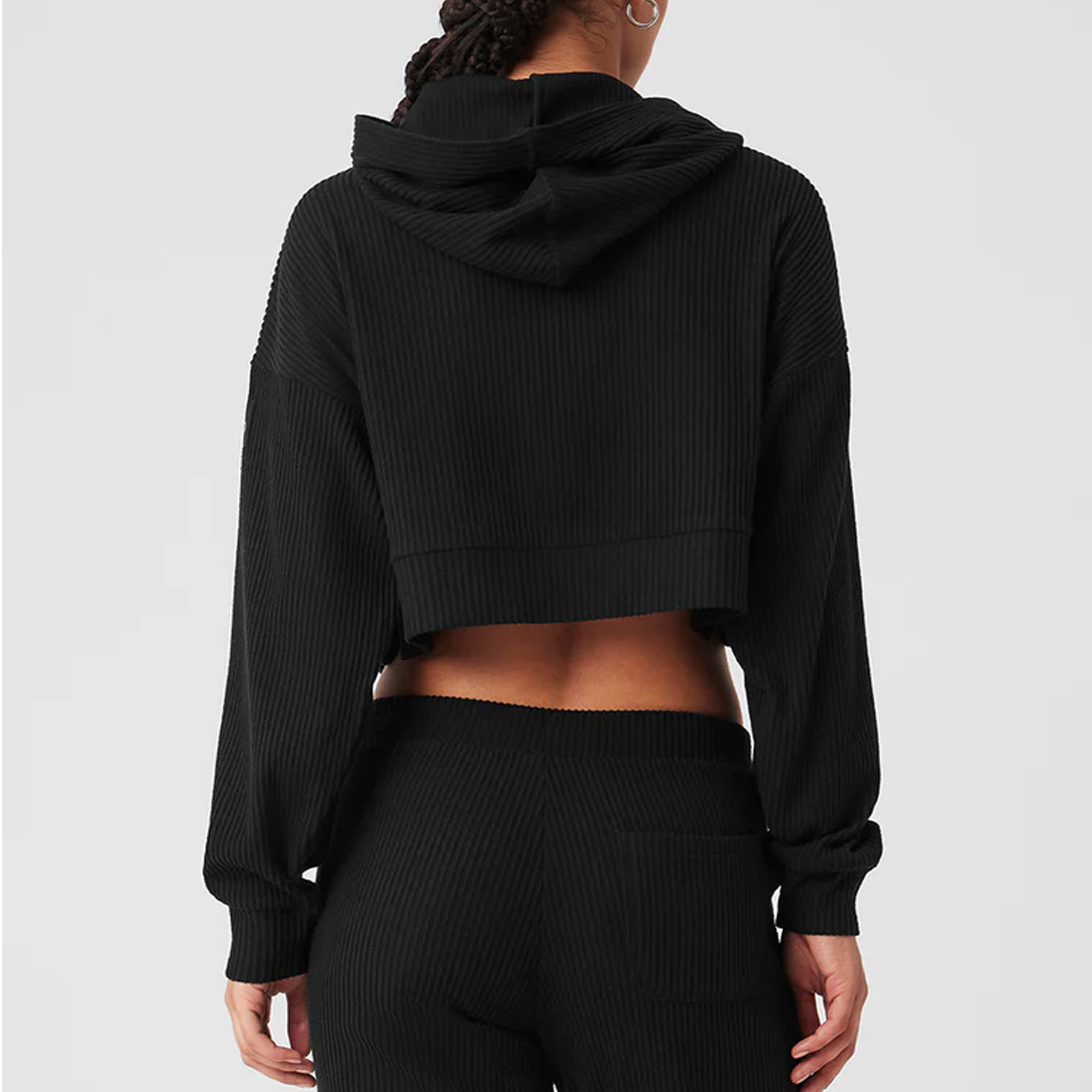 Luxe women running hoodie black top