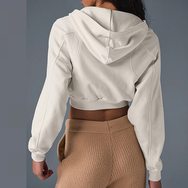 Sexy women crop top warm up hoodie