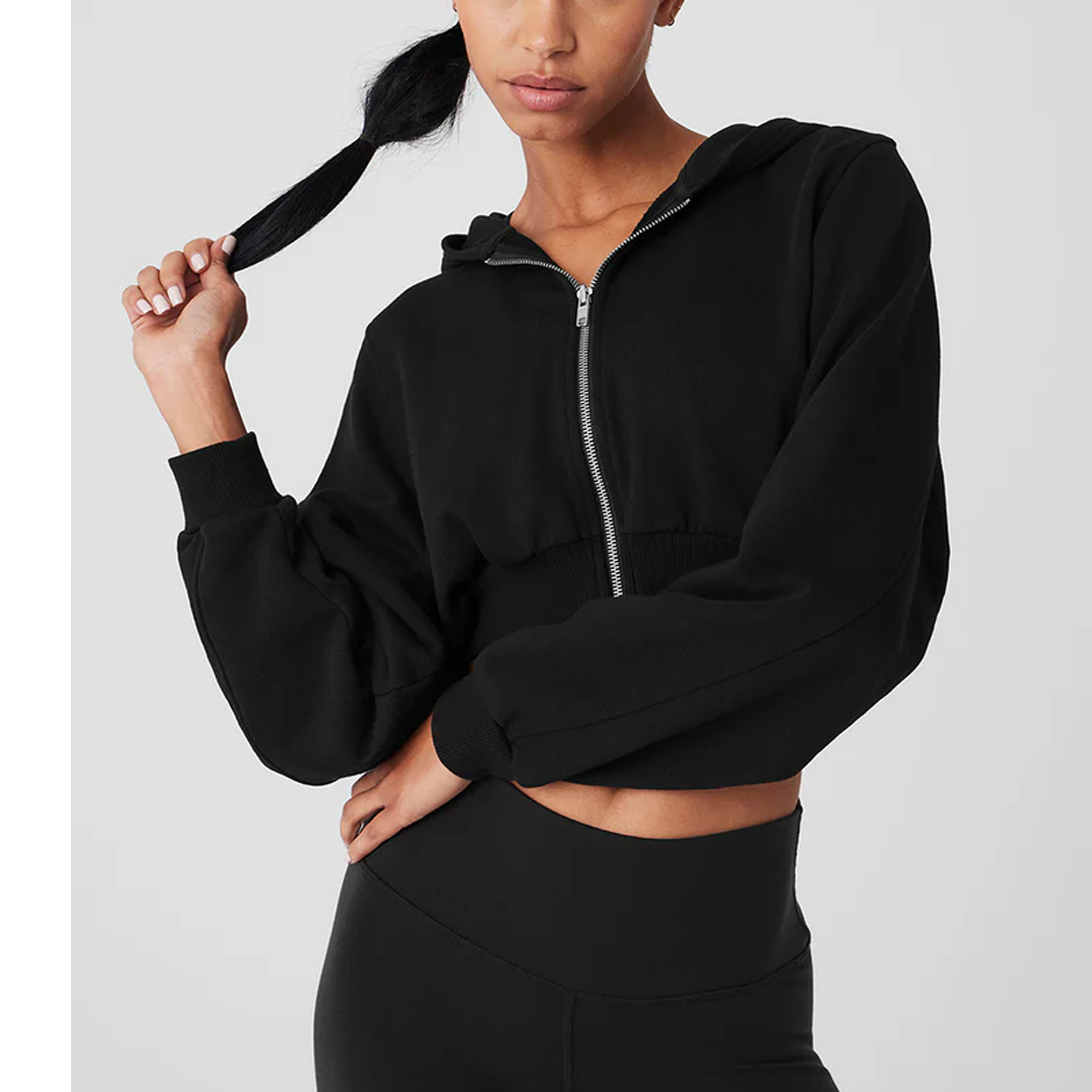Vital zip up women crop hoodie