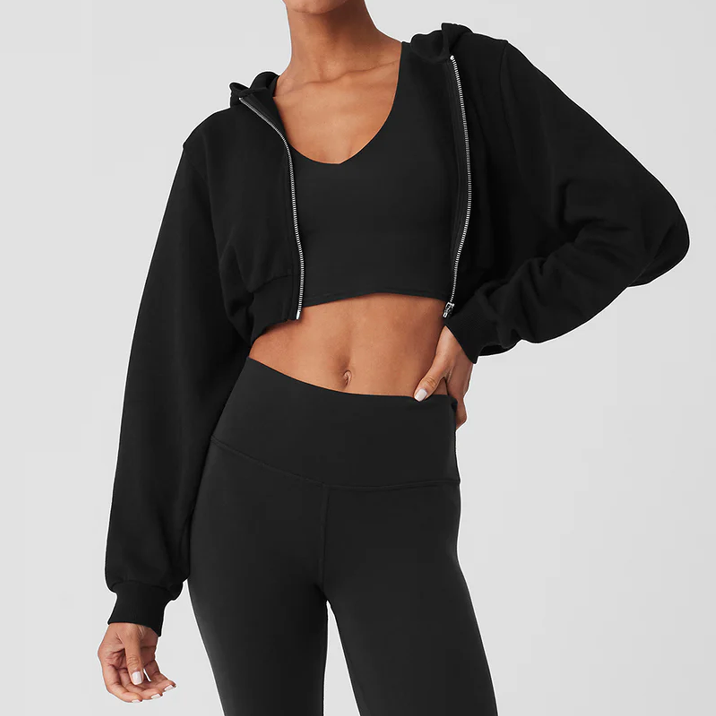 Vital zip up women crop hoodie
