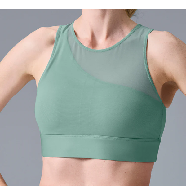 Light blue mesh panel comfortable sports bra
