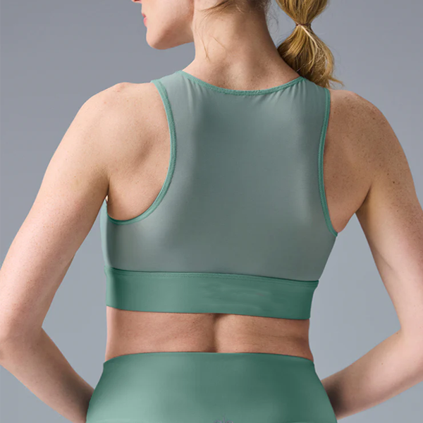 Light blue mesh panel comfortable sports bra