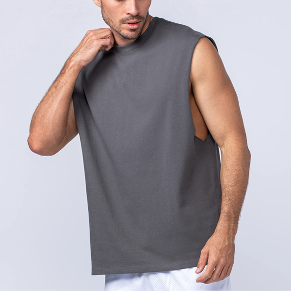 Muscle men sports vest straight hem