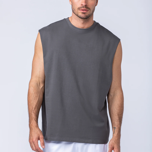 Muscle men sports vest straight hem