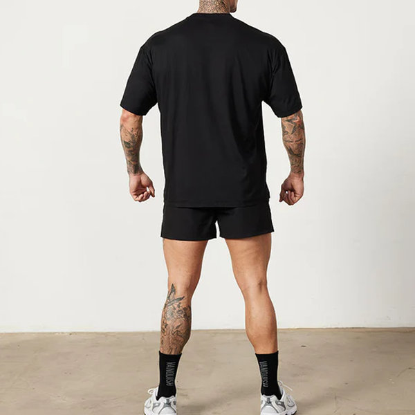Men gym shirt straight hem black