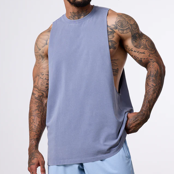 Light blue muscle men quick dry tank top