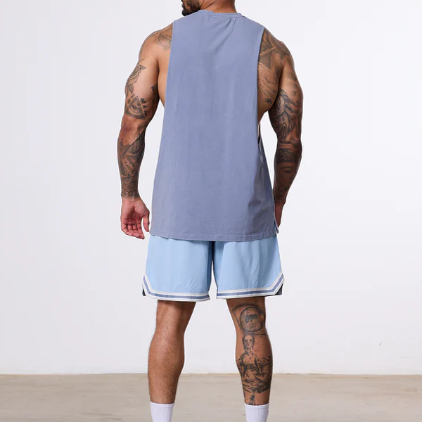 Light blue muscle men quick dry tank top