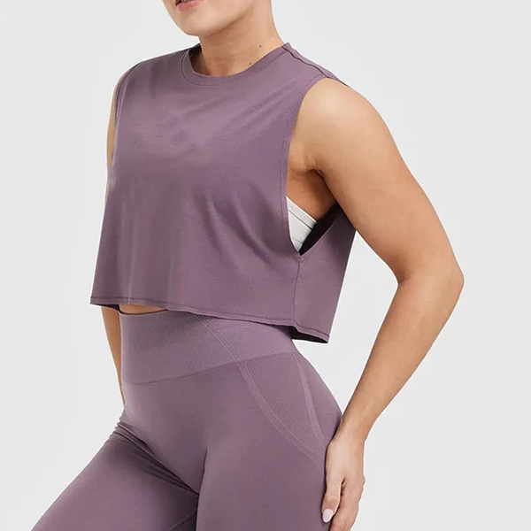 Vital women crop cotton yoga tank top purple