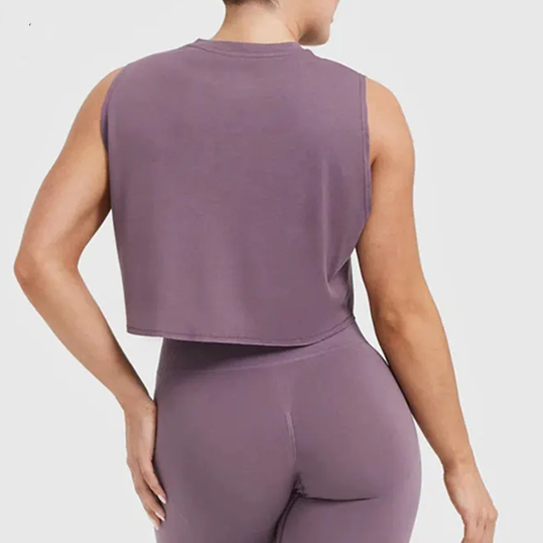Vital women crop cotton yoga tank top purple