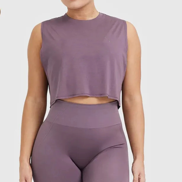 Vital women crop cotton yoga tank top purple