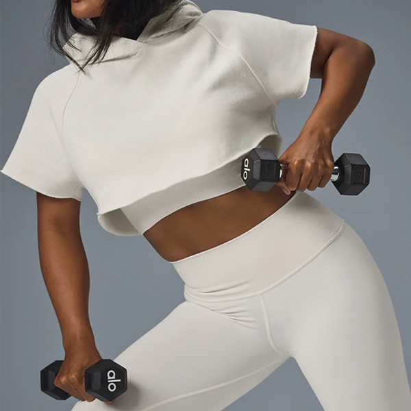 Women sexy comfortable cotton crop top with hood grey