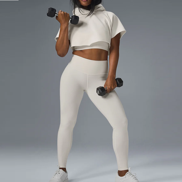 Women sexy comfortable cotton crop top with hood grey