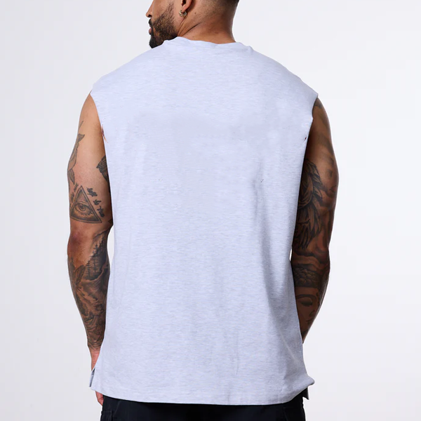 Vital muscle men grey gym vest drop-arm 