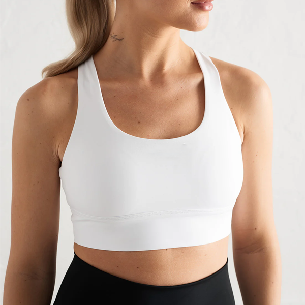 High support racer back design sports bra white