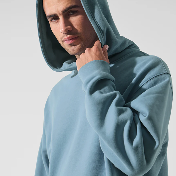 High quality active men loose hoodie blue