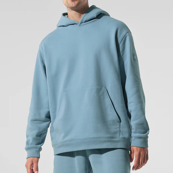 High quality active men loose hoodie blue