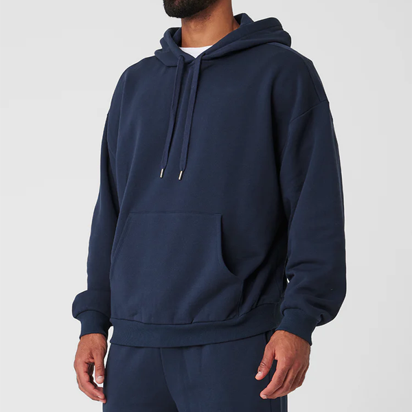 Oversized active men pullover navy hoodie
