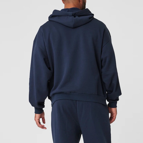 Oversized active men pullover navy hoodie