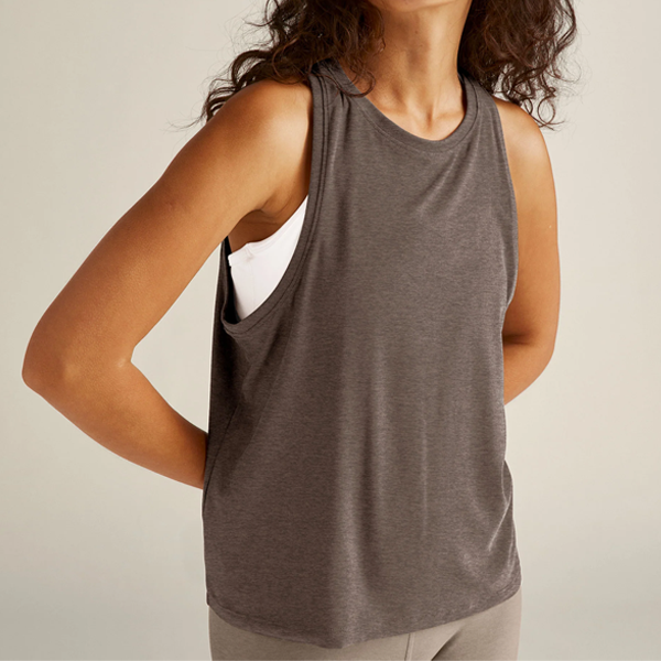Quick dry women yoga vest brown