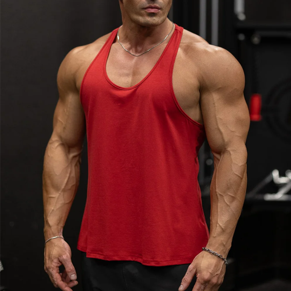 Men quick dry gym vest red