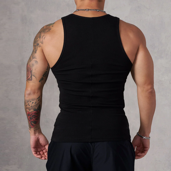 Bodybuilding men cotton vest black