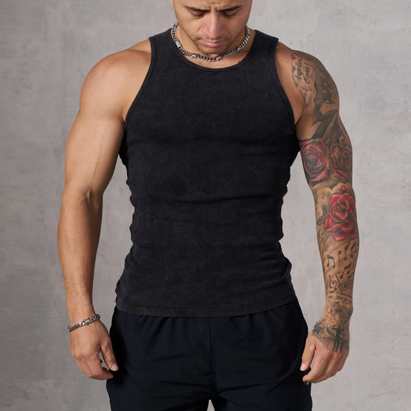 Bodybuilding men cotton vest black