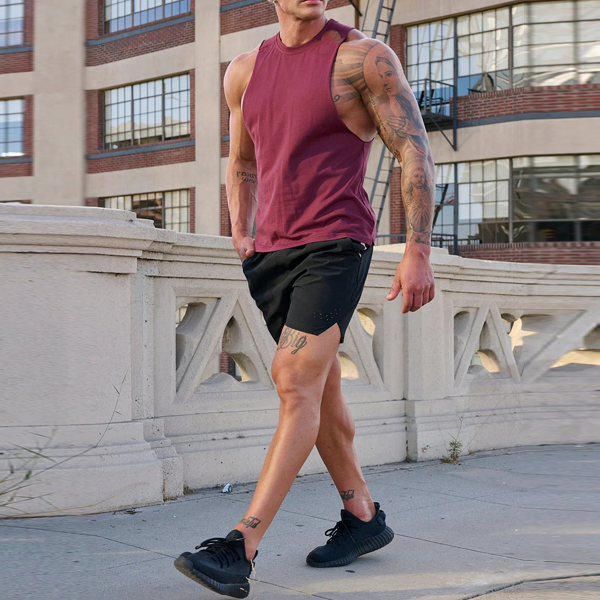 Drop-arm training tank top mens