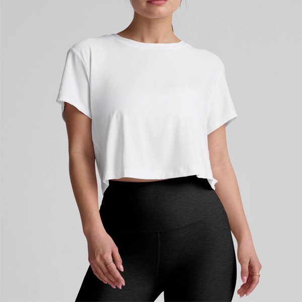 White vital women t shirt crop top