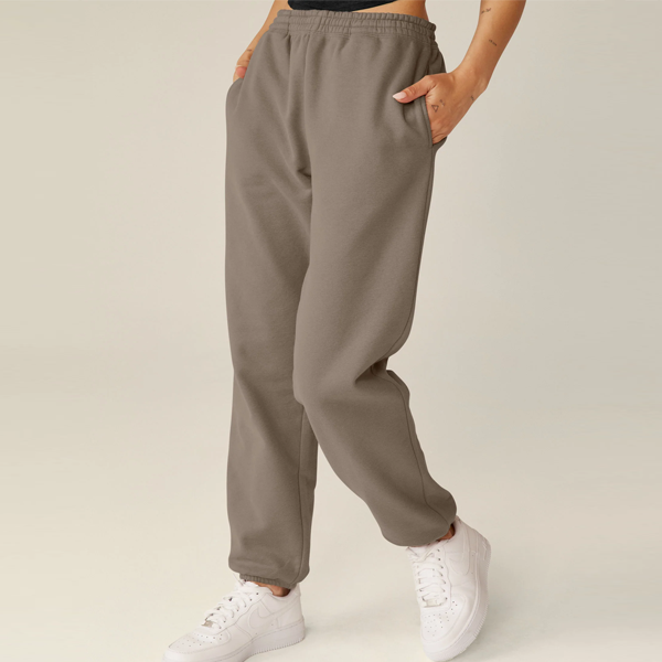 Luxe women fleece running joggers brown