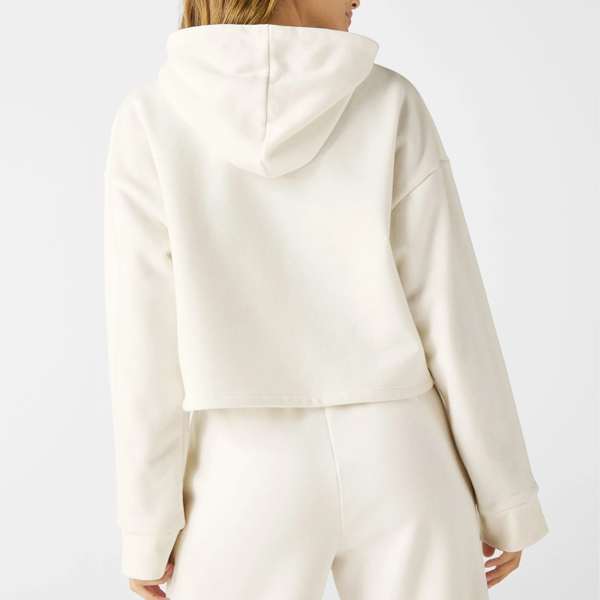 Pop vital women fleece pullover hoodie beige