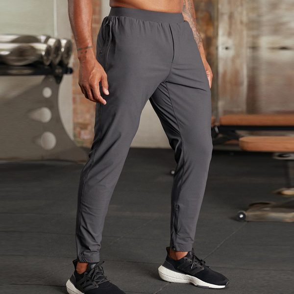 Training joggers stretch nylon with bottom zip