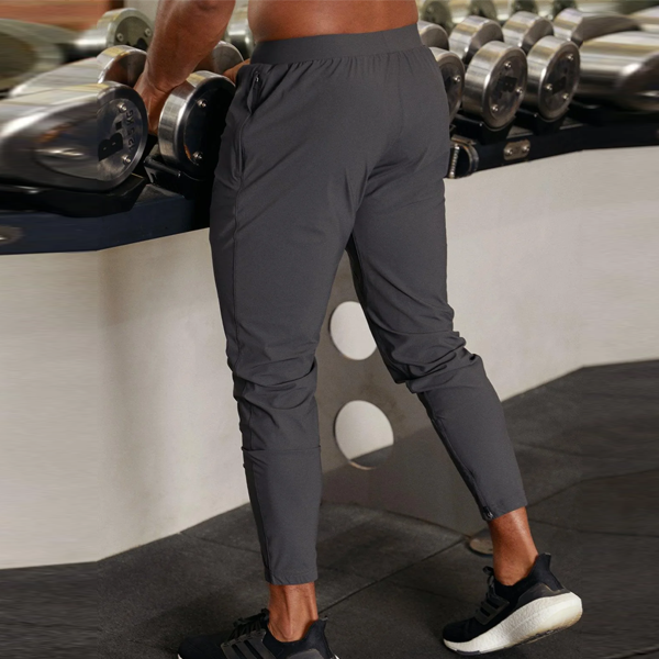 Training joggers stretch nylon with bottom zip