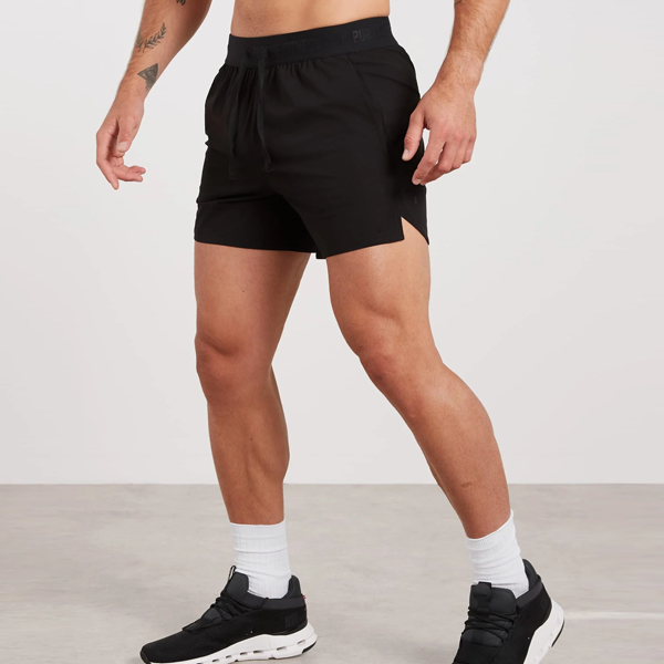 Active men lightweight nylon shorts with splits 