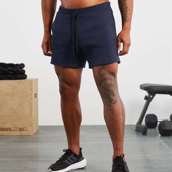 High quality men fleece running shorts comfortable navy