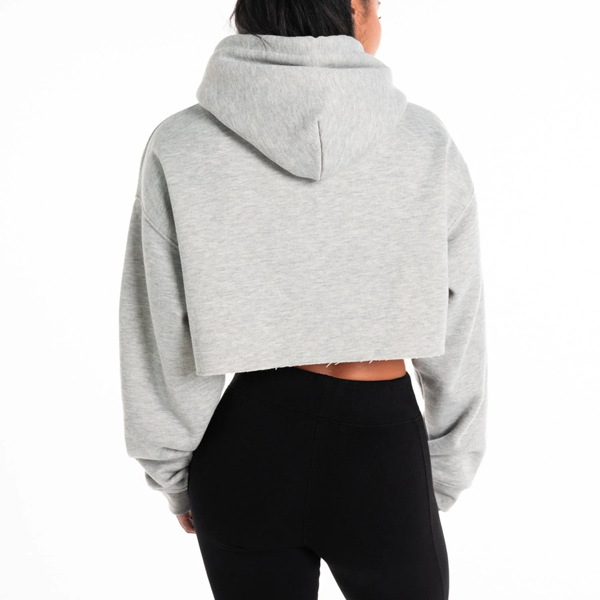 Luxe sexy women training top gery crop hoodie oversized