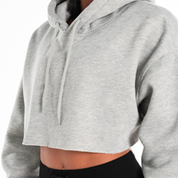 Luxe sexy women training top gery crop hoodie oversized