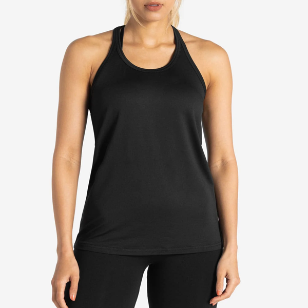 Black racer back soft cotton comfortable women fitness tank top