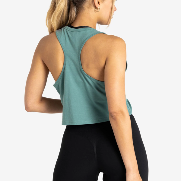 Light blue sexy women fitness crop vest soft cotton