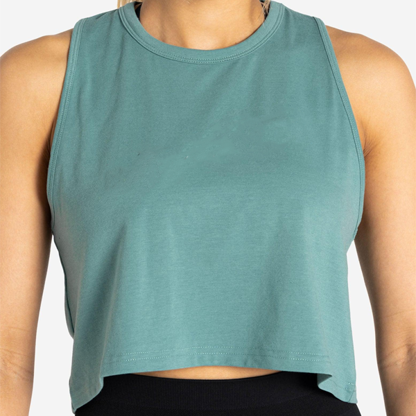 Light blue sexy women fitness crop vest soft cotton