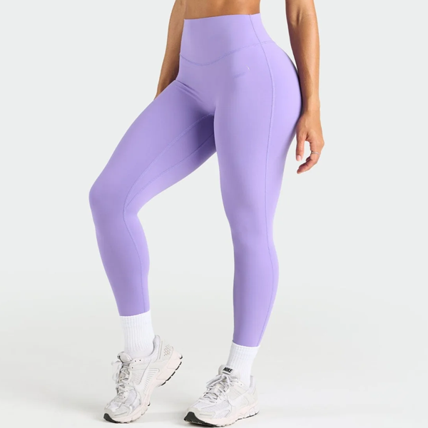 Pop women high waist yoga pants breathable nylon purple