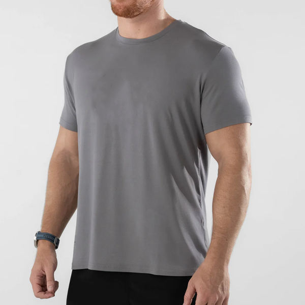 High quality soft cotton air-flex grey gym shirt slim fit