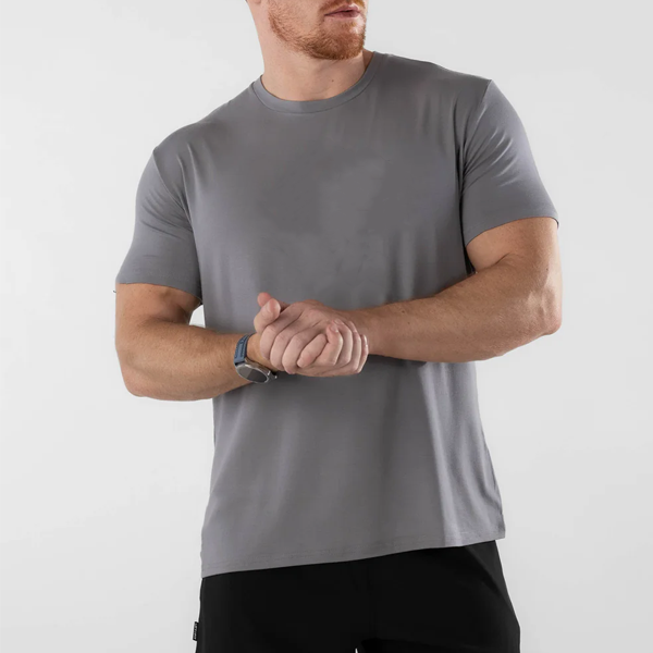 High quality soft cotton air-flex grey gym shirt slim fit