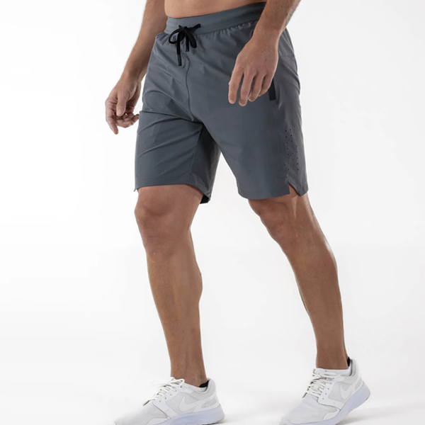 Vital mens side zip pockets shorts with splits grey
