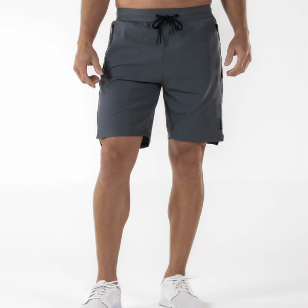 Vital mens side zip pockets shorts with splits grey