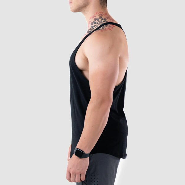 Soft cotton vital mens breathable drop-arm black tank