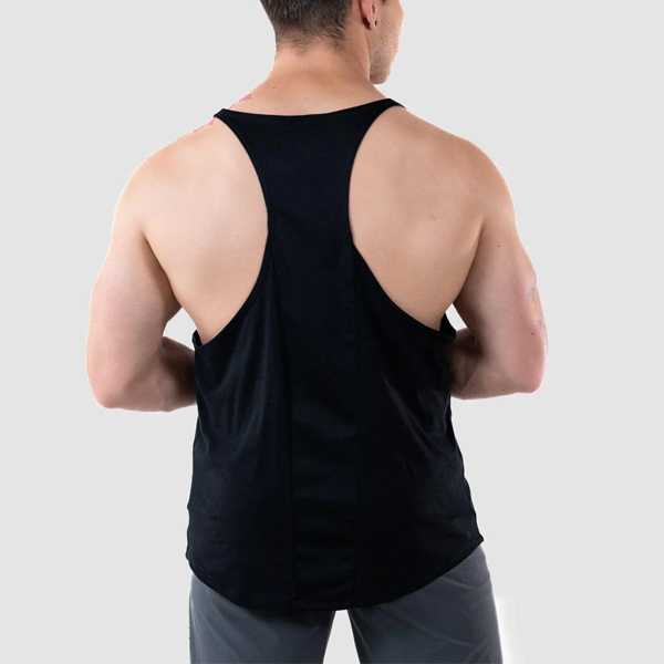 Soft cotton vital mens breathable drop-arm black tank