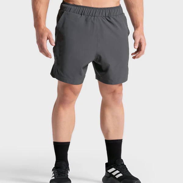 Side pockets hidden strings 4 ways stretchy men sports shorts