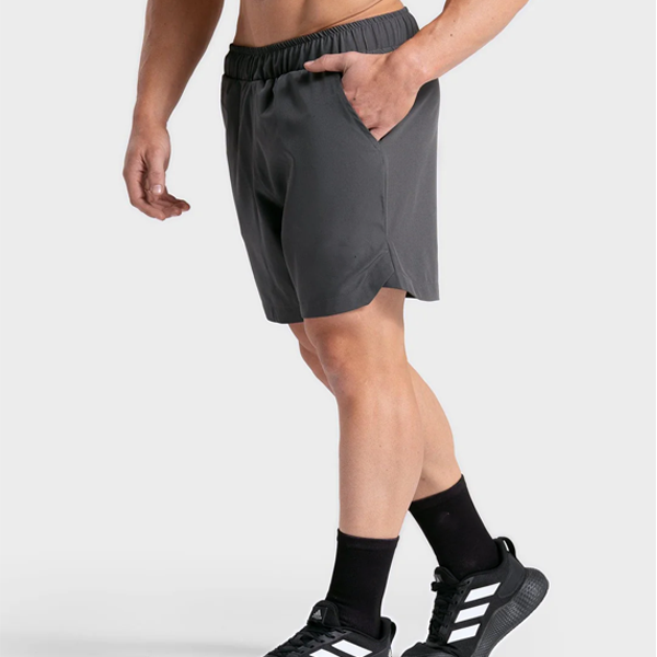 Side pockets hidden strings 4 ways stretchy men sports shorts