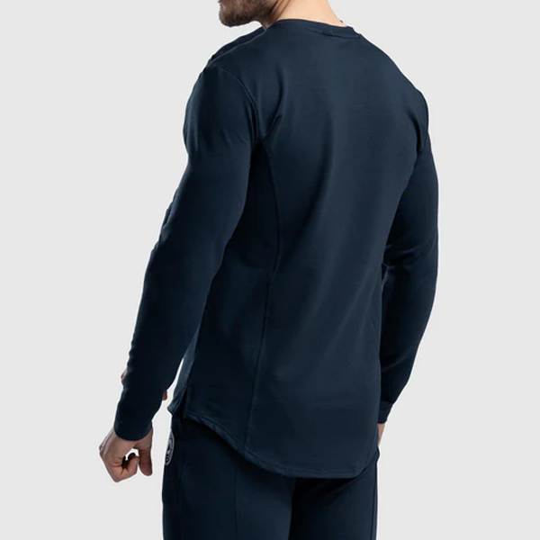 Pop vital men breathable cotton long sleeve curve hem jumper