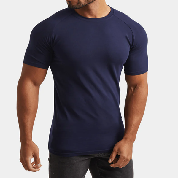 Soft cotton air-flex men gym shirt in navy